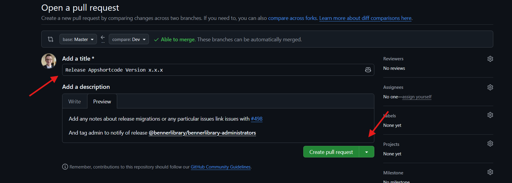 Github Open Pull Request